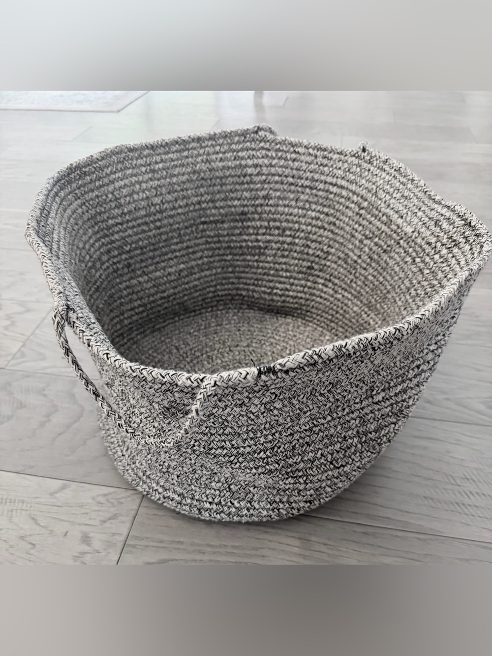 Corded Storage Basket with Handles in Grey
